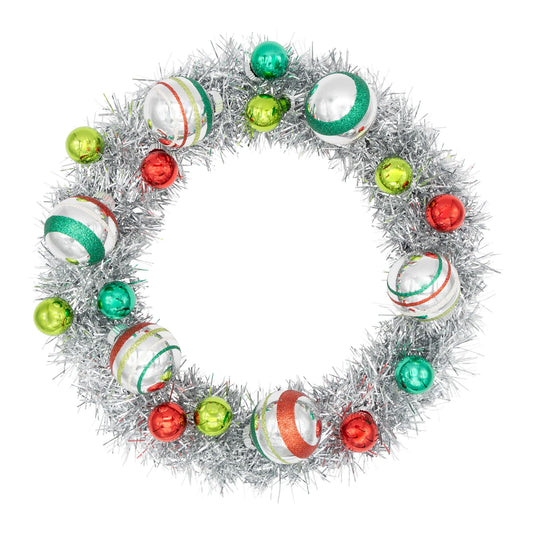 Holiday Splendor Silver Tinsel Wreath
