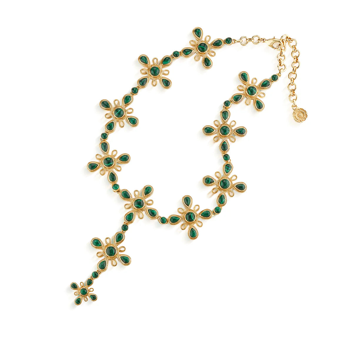 Monique Convertible Necklace 16"+2" - Malachite