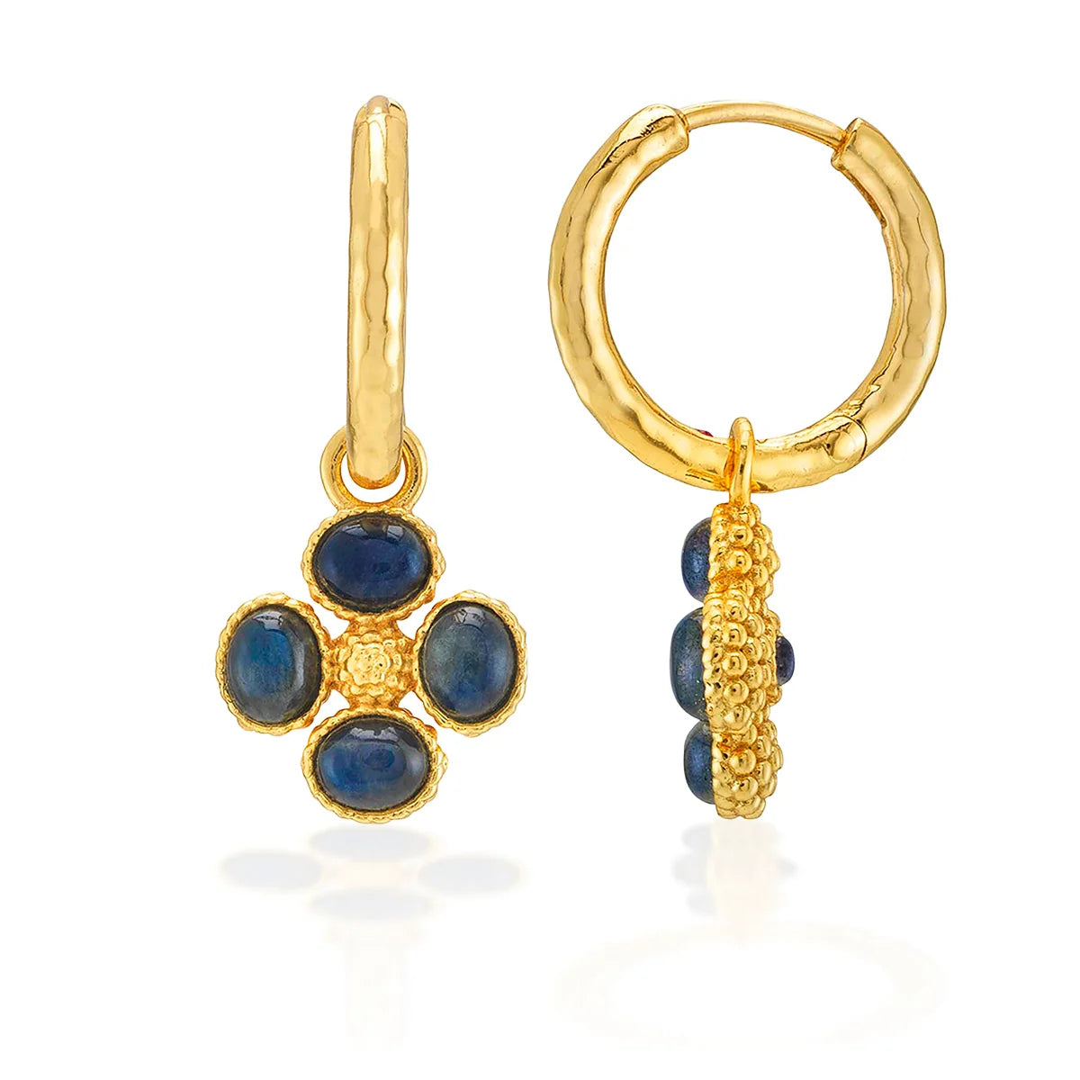 Berry Clover Hoop Earrings with Double Sided Charm