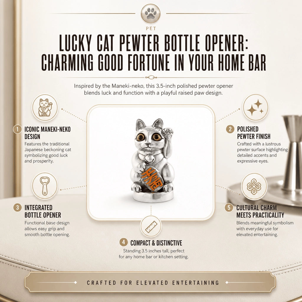 Lucky Cat Pewter Bottle Opener