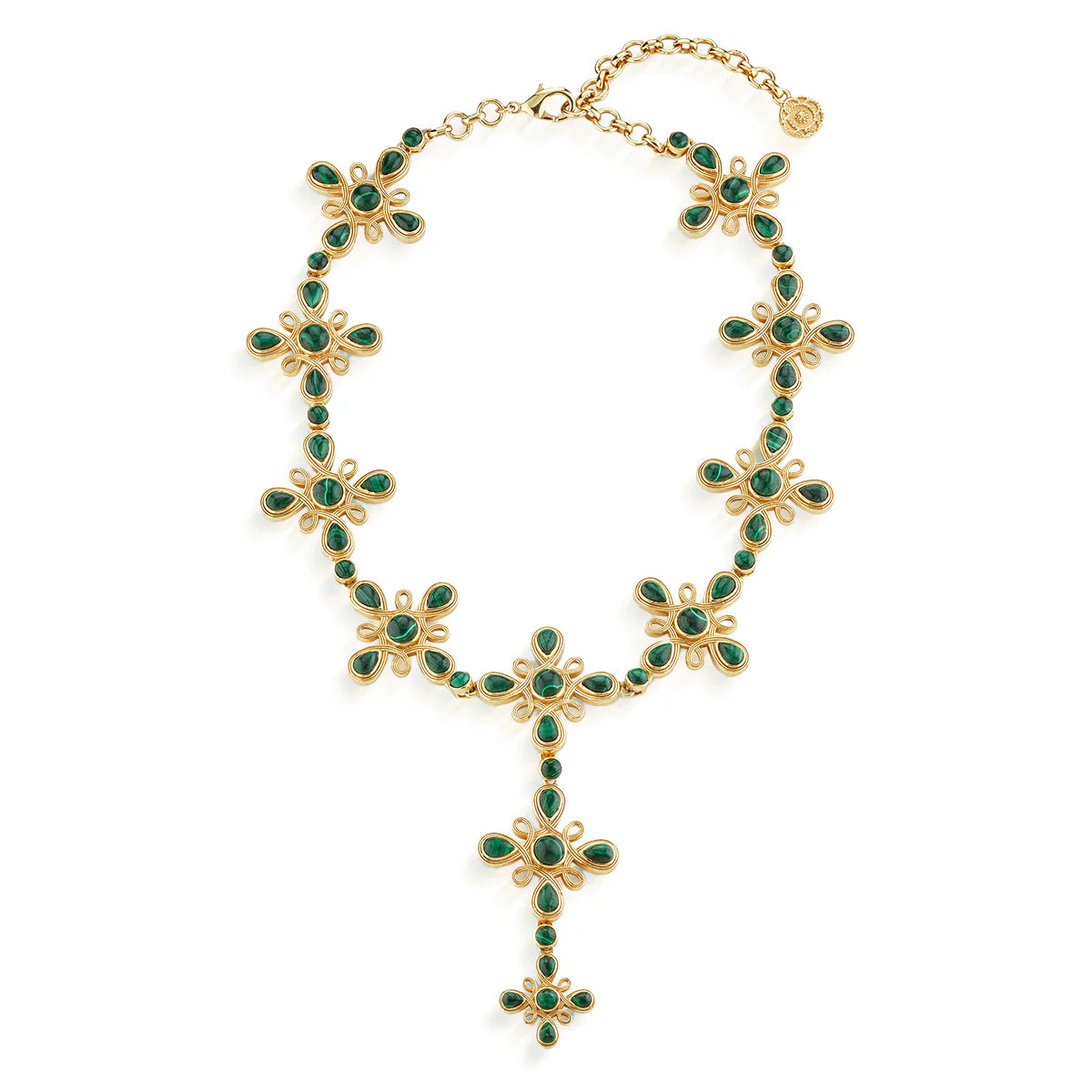 Monique Convertible Necklace 16"+2" - Malachite