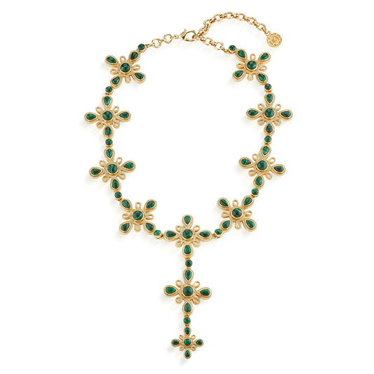Monique Convertible Necklace 16"+2" - Malachite