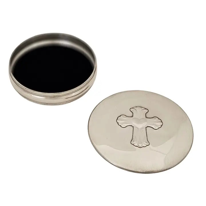 English Pewter Box with Embossed Cross