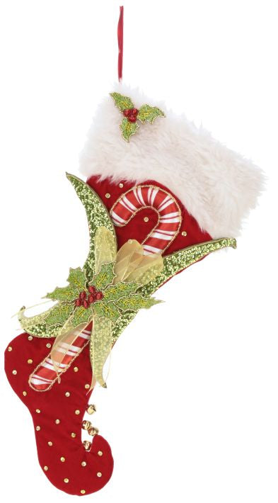 Candy Cane Holly Stocking