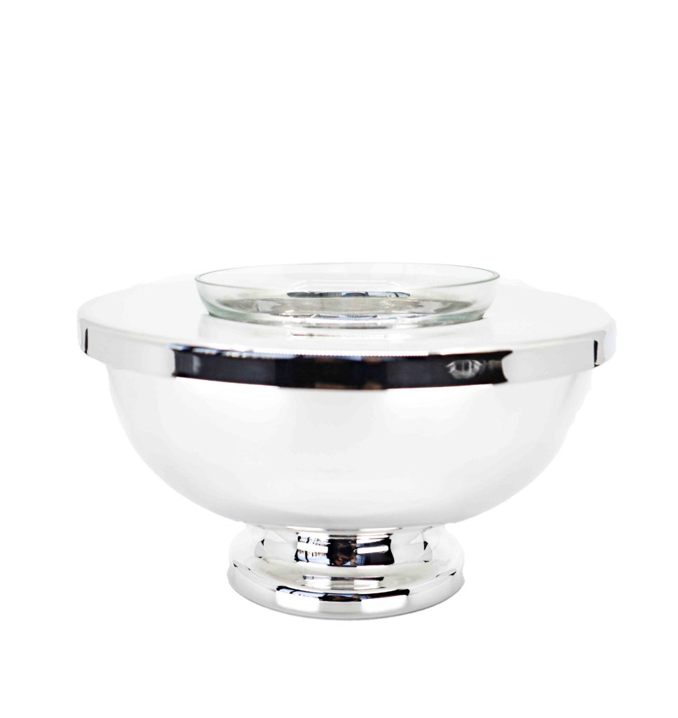 Crystal Caviar Bowl with Silverplated Base and Lid - Small