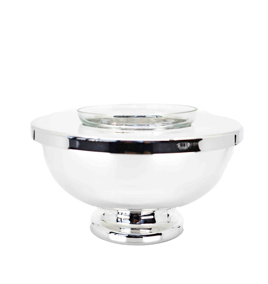 Crystal Caviar Bowl with Silverplated Base and Lid - Small