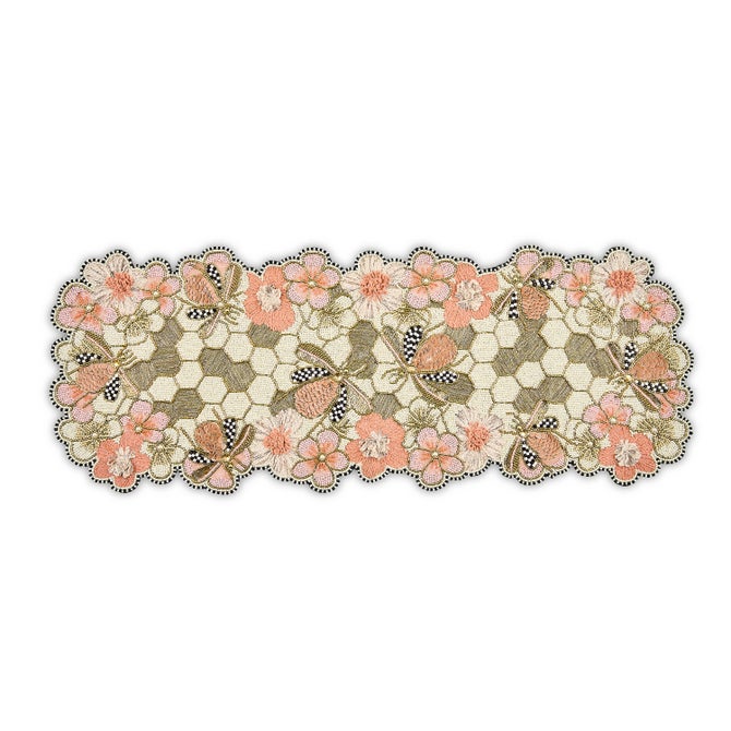 Cherry Blossom Bee Beaded Table Runner