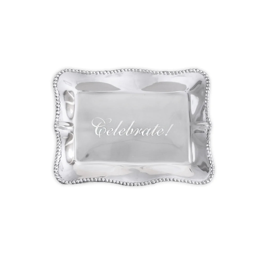 GIFTABLES Pearl Denisse Rectangular Engraved Tray "Celebrate!"