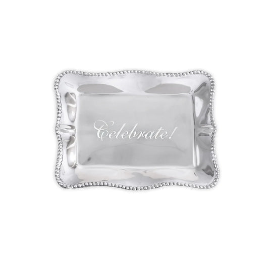 GIFTABLES Pearl Denisse Rectangular Engraved Tray "Celebrate!"