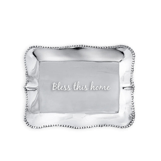 GIFTABLES Pearl Denisse Rect Engraved Tray "Bless this home" Tray