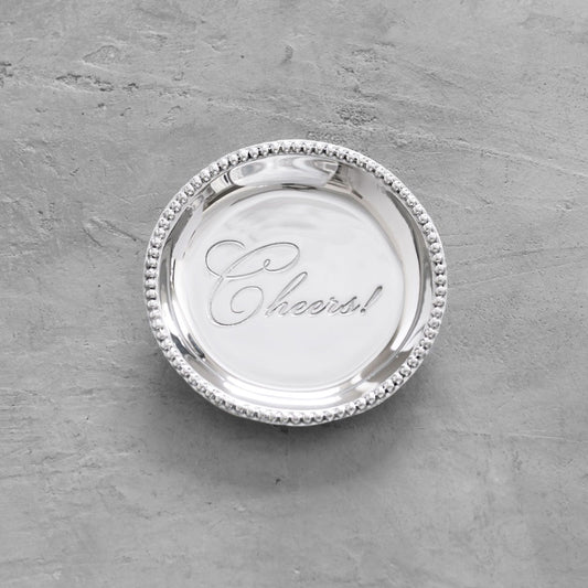 GIFTABLES Organic Pearl Round Wine Plate "Cheers!"