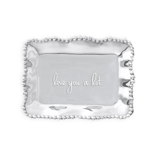 GIFTABLES Organic Pearl Rect Engraved Tray "love you a lot"