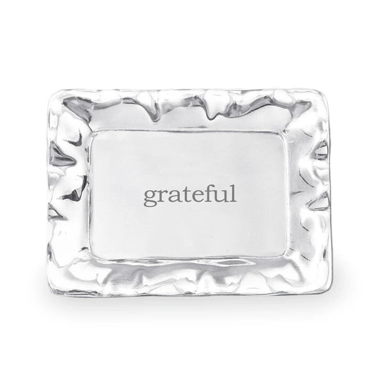 GIFTABLES Vento Rectangular Engraved Tray "grateful"