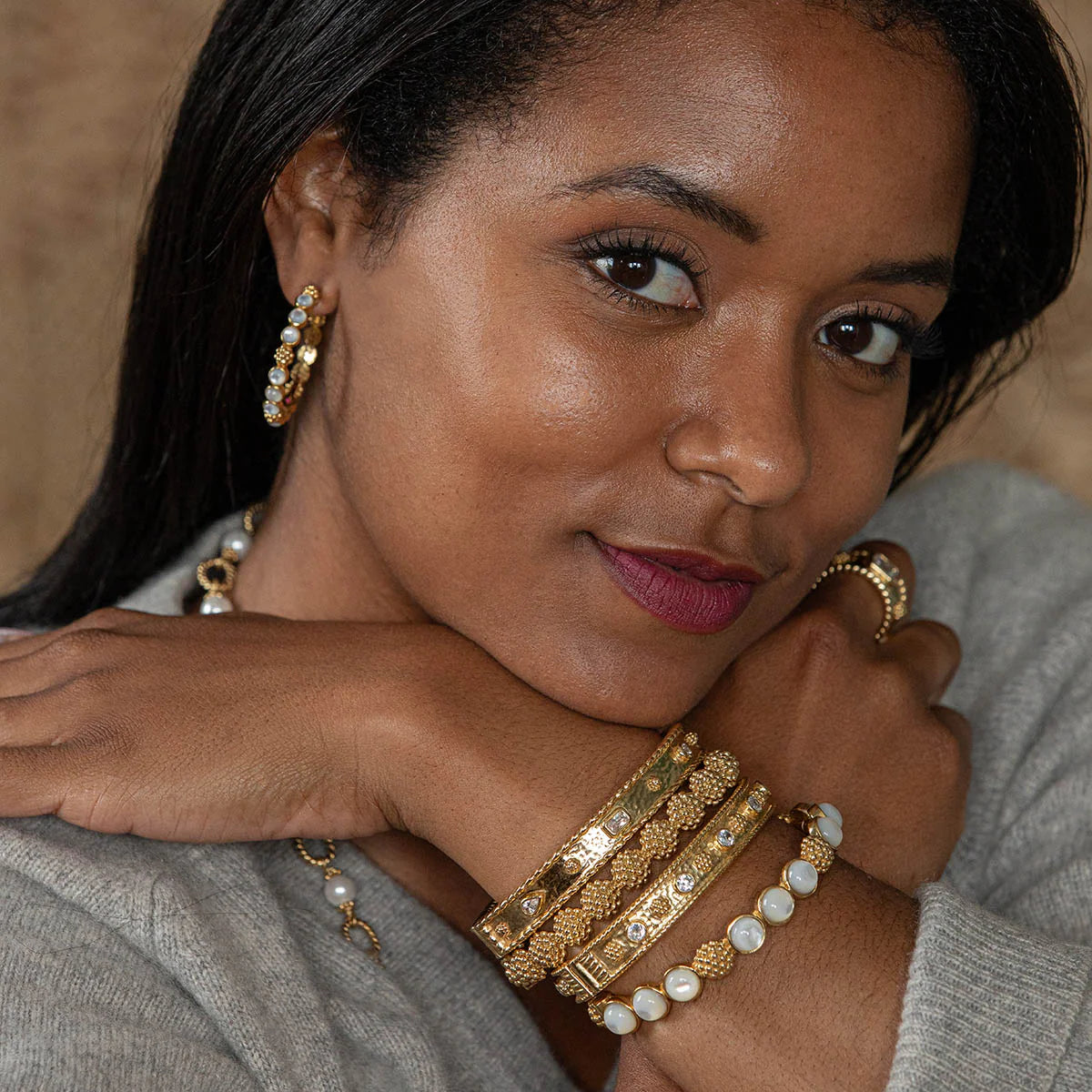 Berry Gem Classic Hinged Bangle - Clear Cubic Zirconia