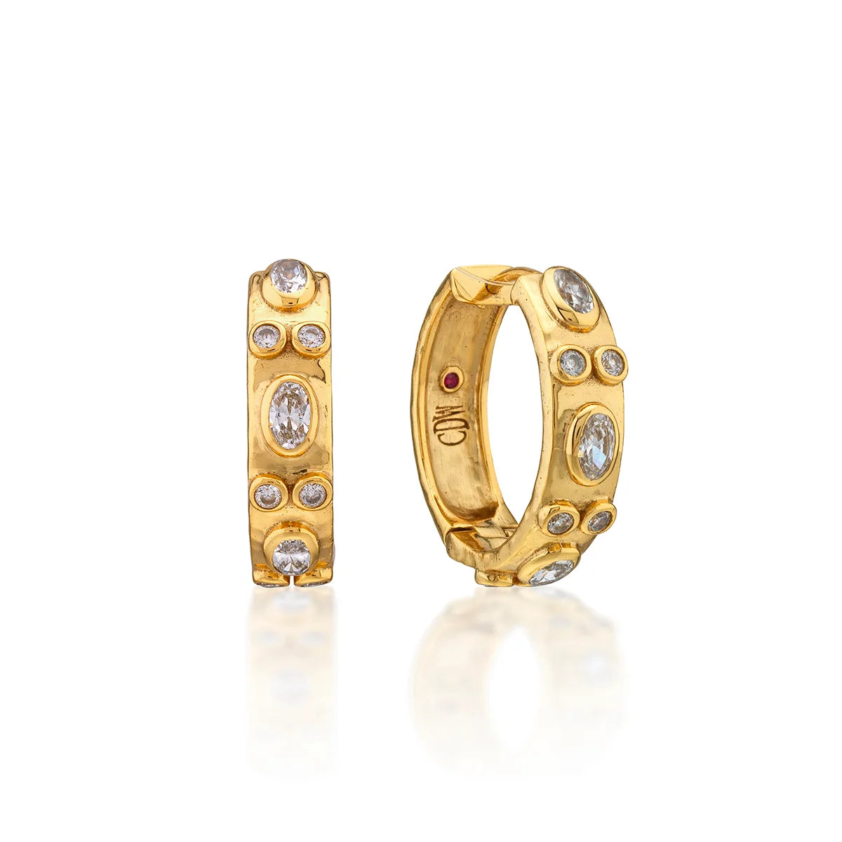 Maharani Huggie Hoop Earrings - Clear Cubic Zirconia