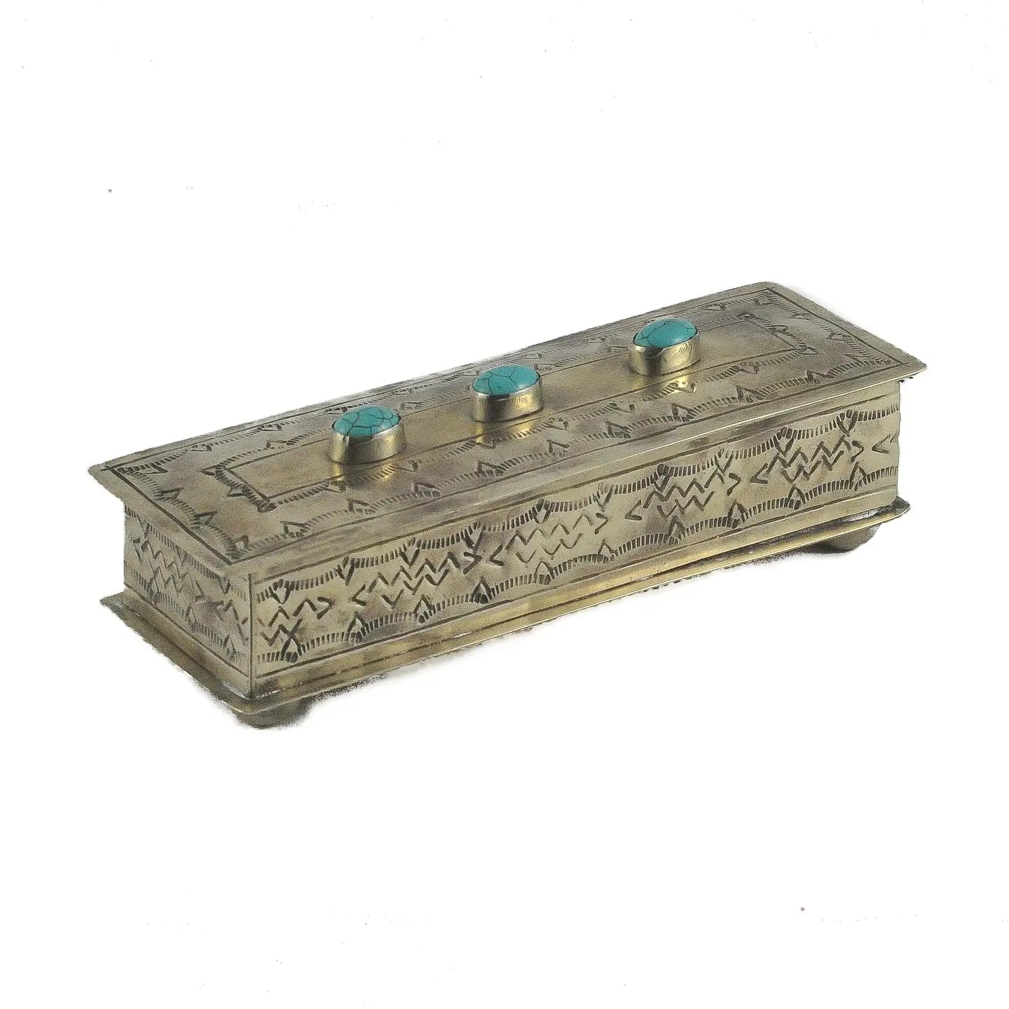 Stamped Eyeglass Box with Turquoise