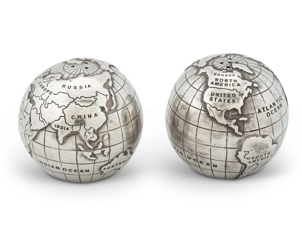 Pewter World Globe Salt & Pepper Set