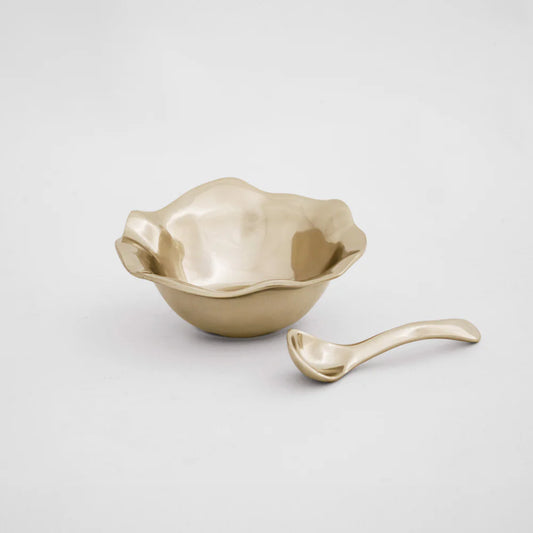 Giftables Sierra Modern Small Dip Bowl with Spoon (Shiny Gold)