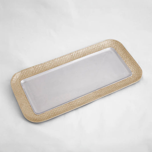 Sierra Modern Nassau Long Rectangular Tray (Silver and Gold)
