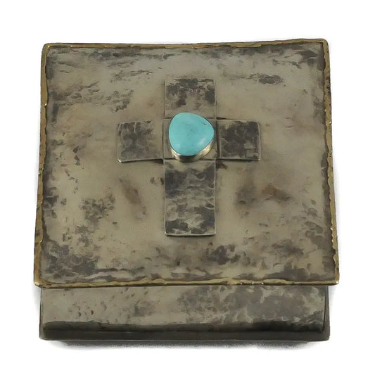 Silver 6X6 Dimpled Box with Cross
