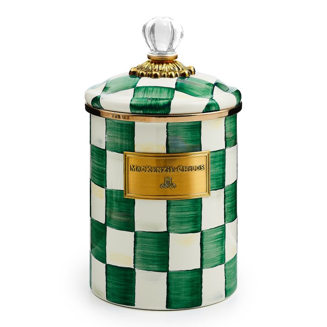 Emerald Check Enamel Canisters