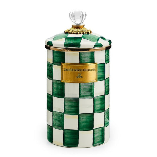 Emerald Check Enamel Canisters