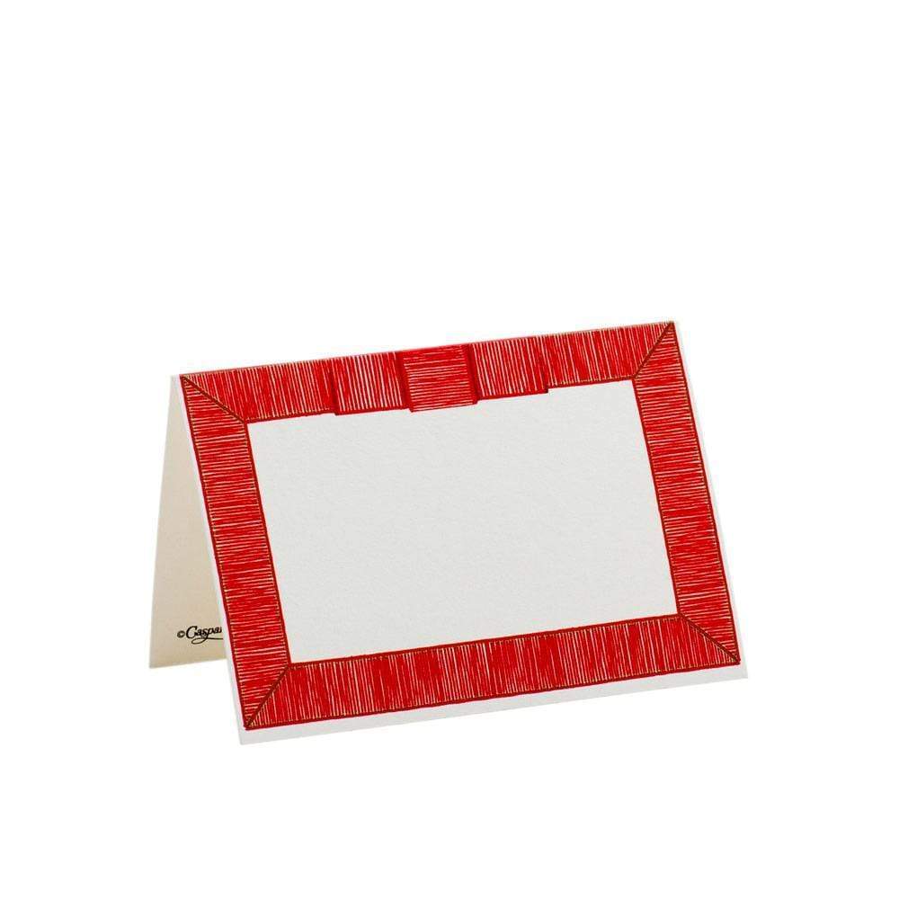Ribbon Border Place Cards in Red - 8 Per Package