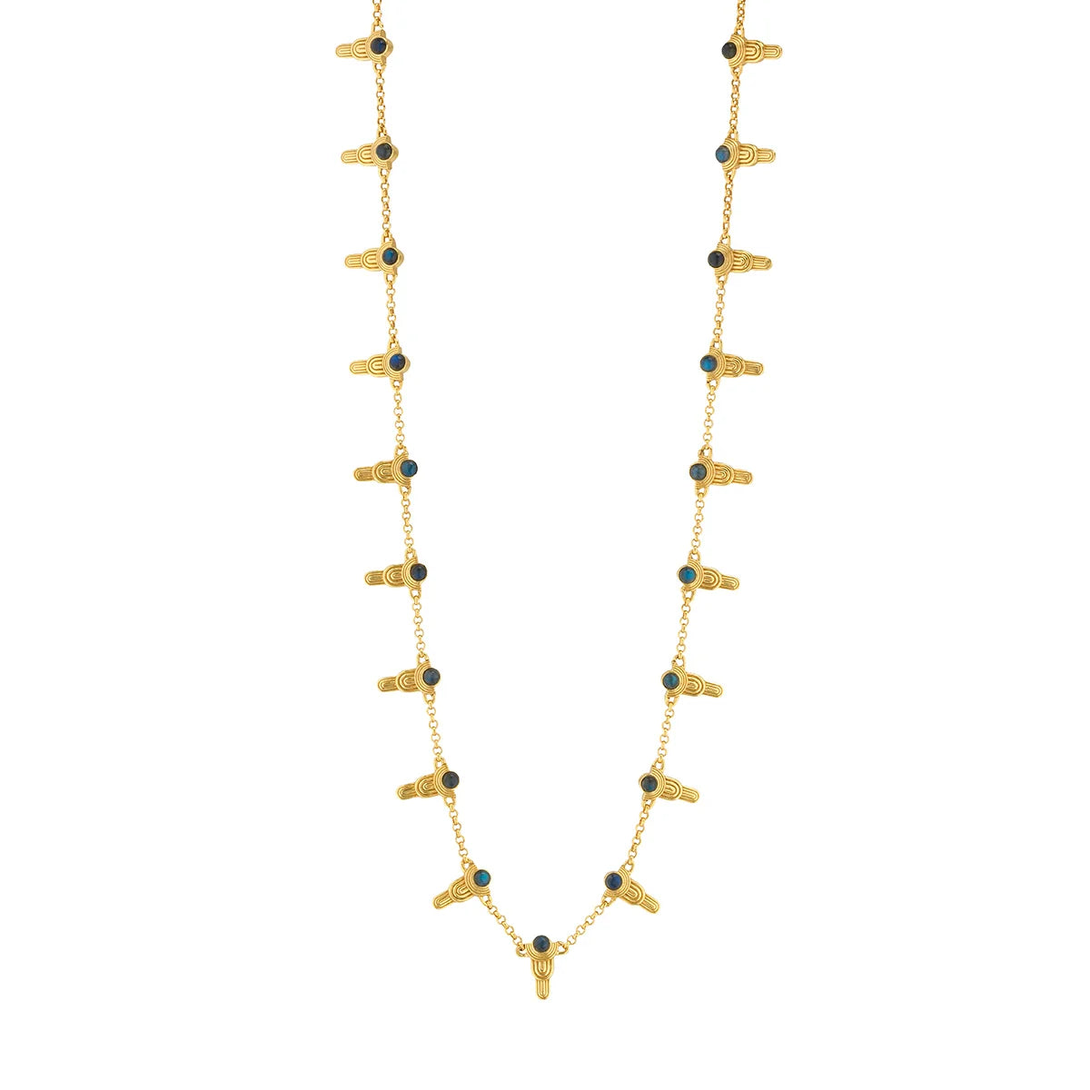 Cleopatra Ra Gem Necklace, 16"+2" - Blue Labradorite