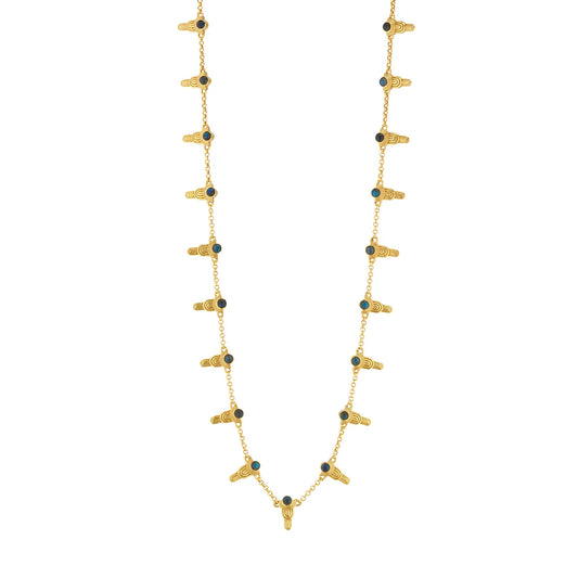 Cleopatra Ra Gem Necklace, 16"+2" - Blue Labradorite