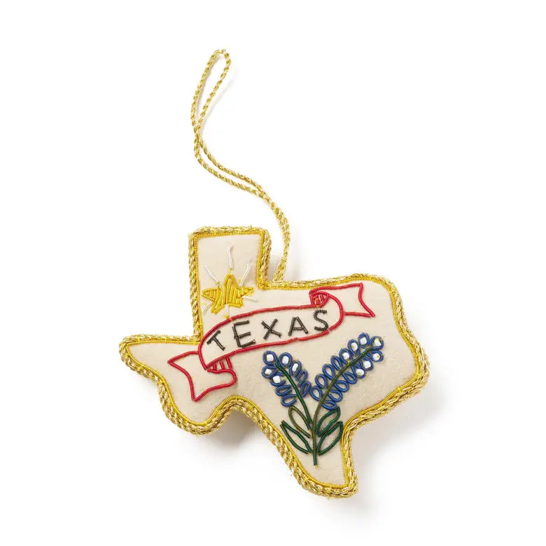 Texas Bluebonnet Beaded Fabric Ornament