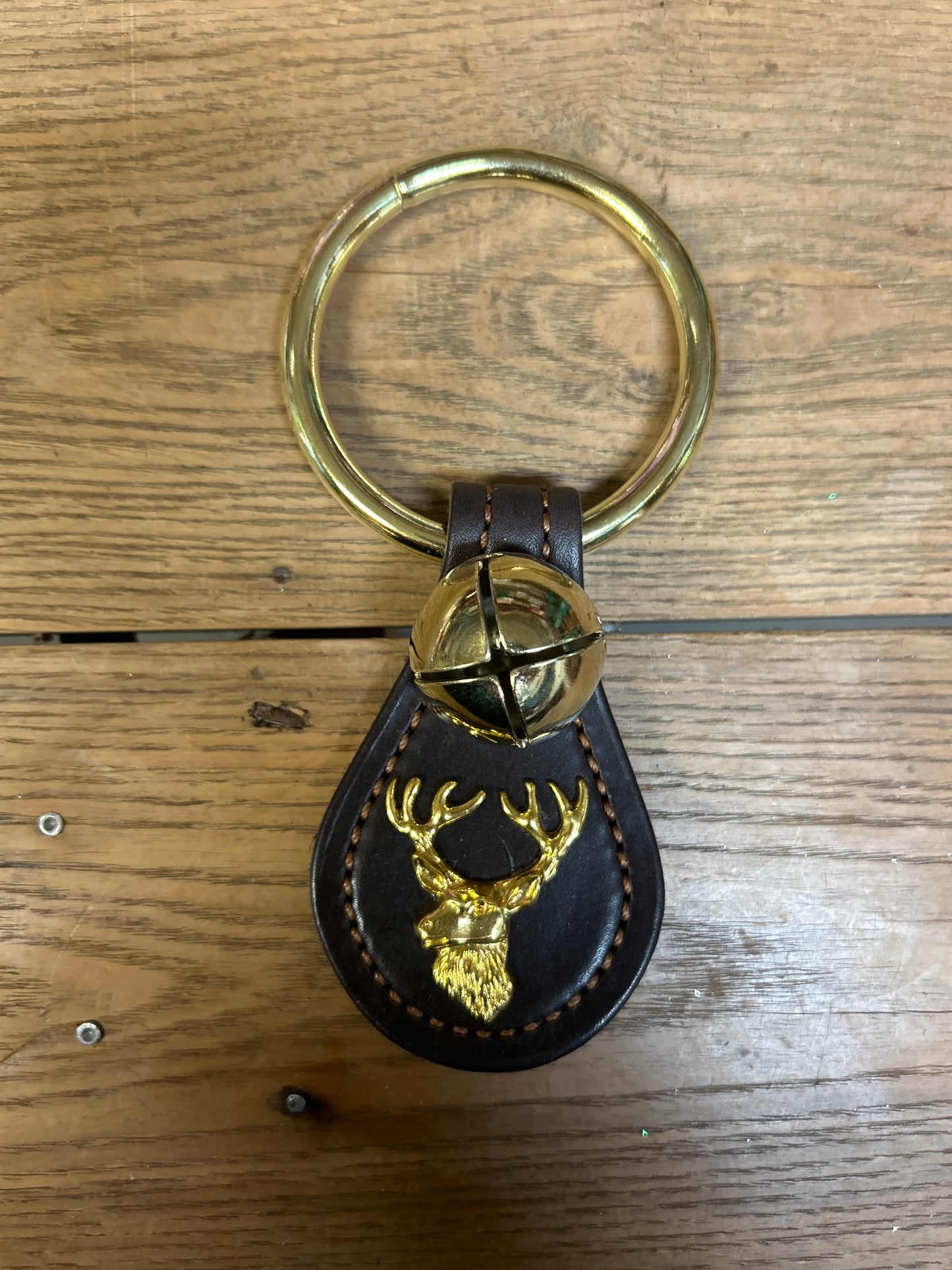 Deer Head Charm on Leather Teardrop