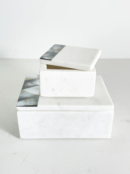 Decor Box Grey Mother of Pearl White Marble 70% OFF