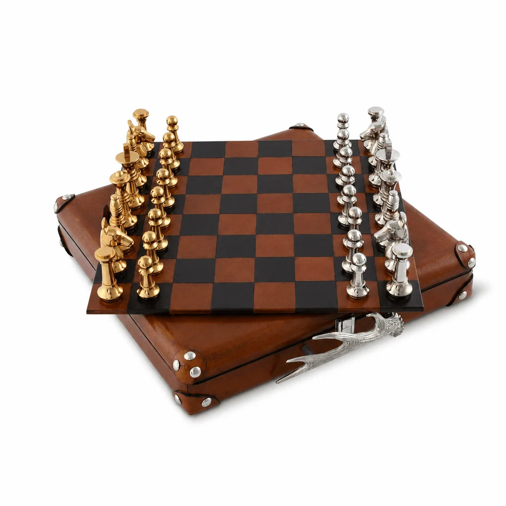 Pewter Antler Aluminum Chess Set