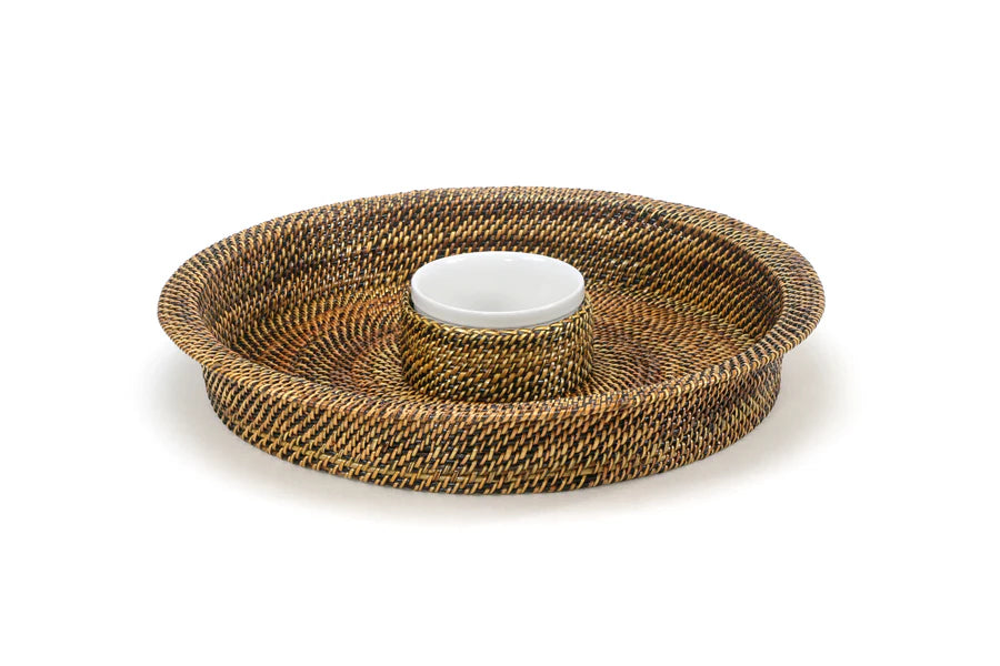 Woven Chip & Dip with Stoneware Dish