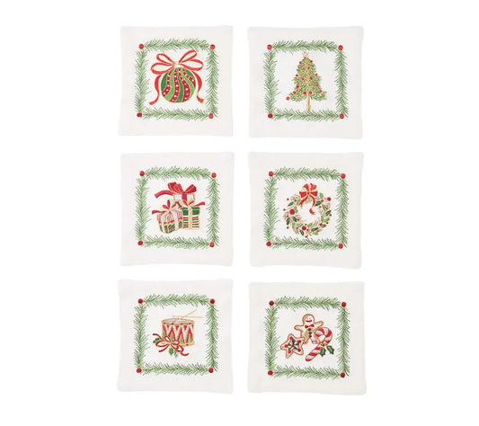 Xmas Trellis Cocktail Napkins Set