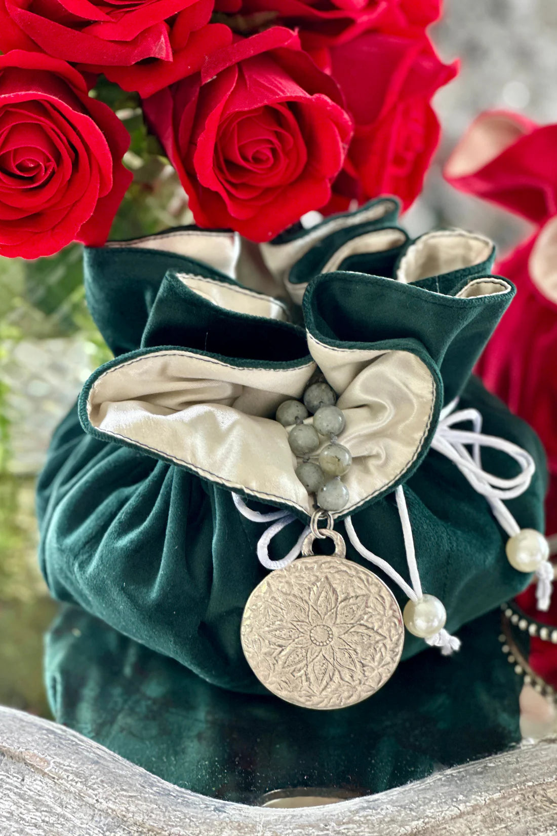 Velvet Jewelry Blossom Pouch