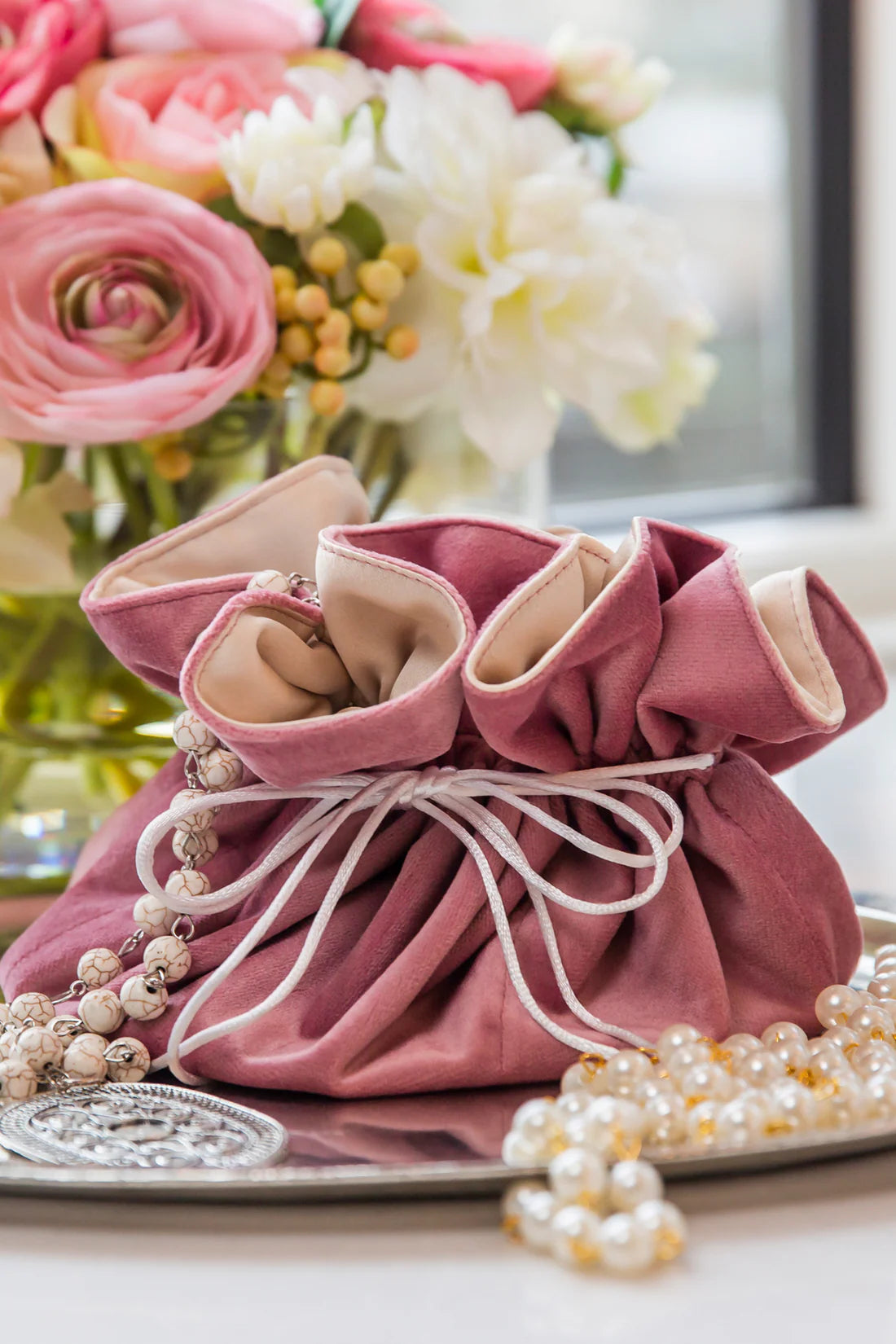 Velvet Jewelry Blossom Pouch