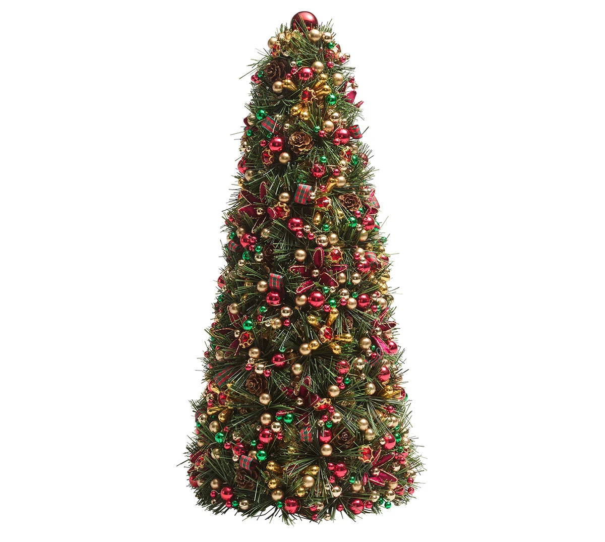 Tinsel Xmas Tree in Green/Red & Gold