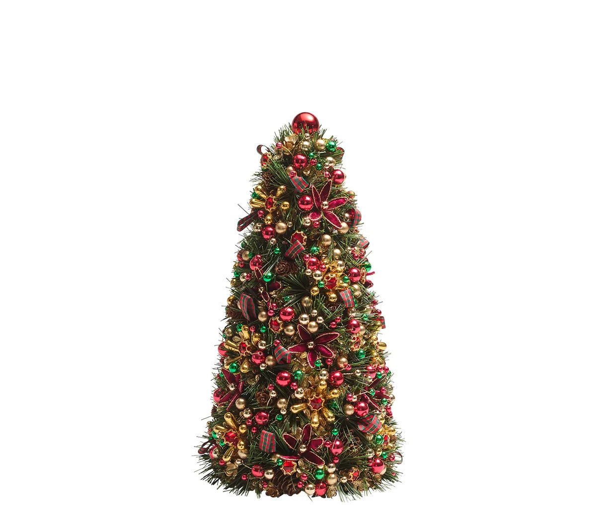 Tinsel Xmas Tree in Green/Red & Gold