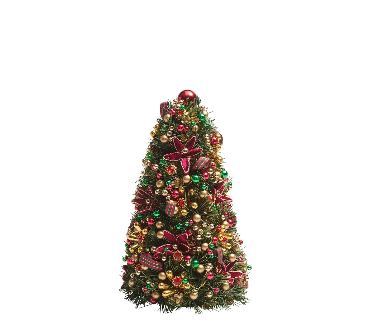 Tinsel Xmas Tree in Green/Red & Gold