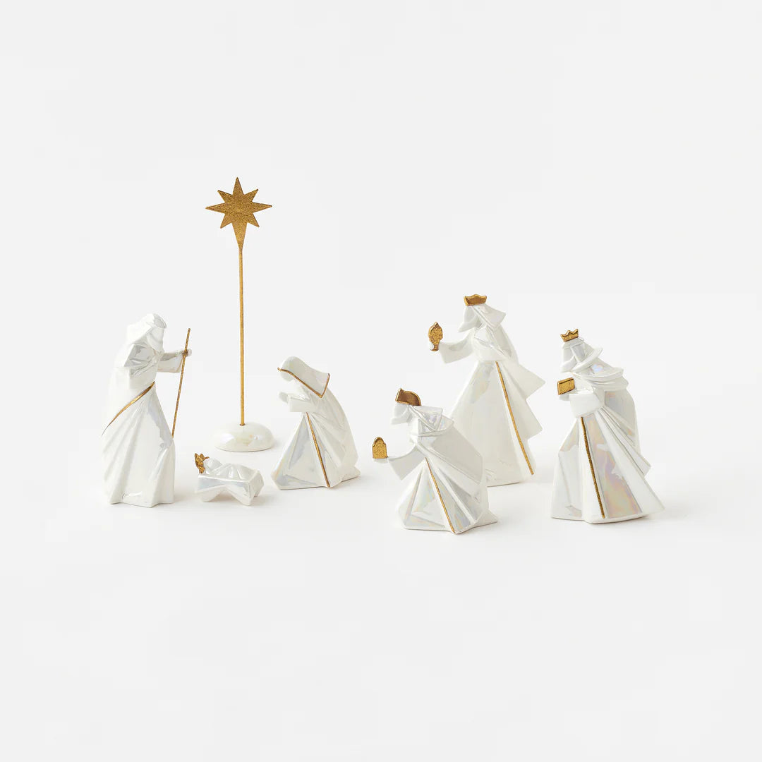 Glazed Porcelain Nativity - Set of 7
