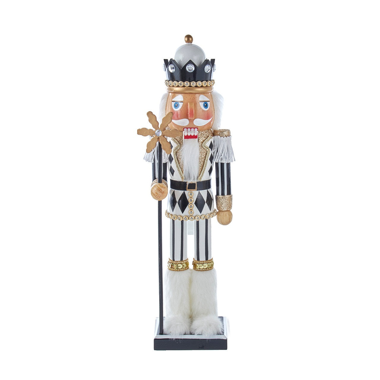 Black, White & Gold Nutcracker 15"