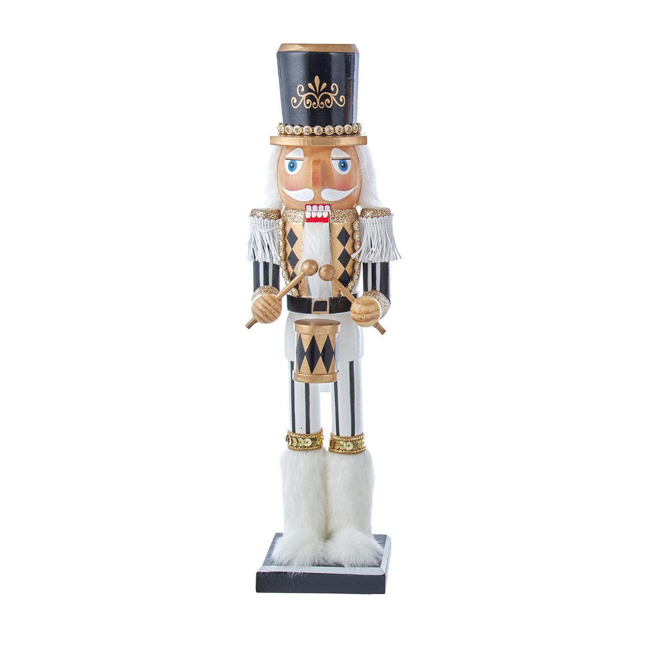 Black, White & Gold Nutcracker 15"