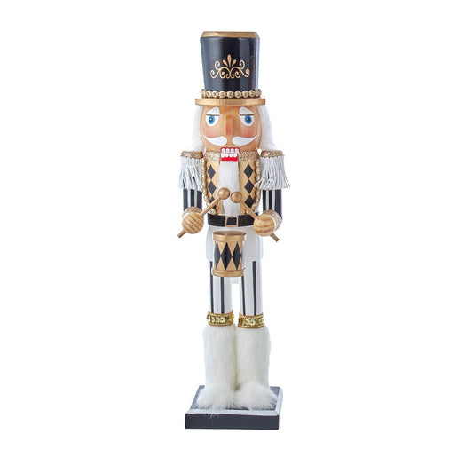 Black, White & Gold Nutcracker 15"