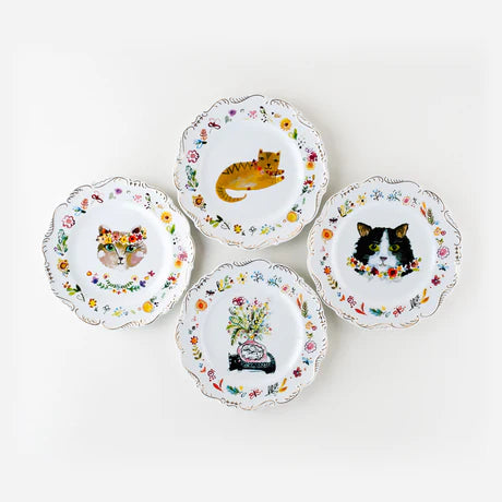 Cat Plate with Gold Trim