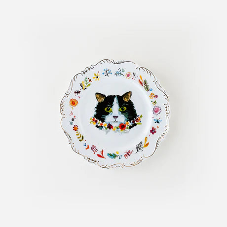Cat Plate with Gold Trim