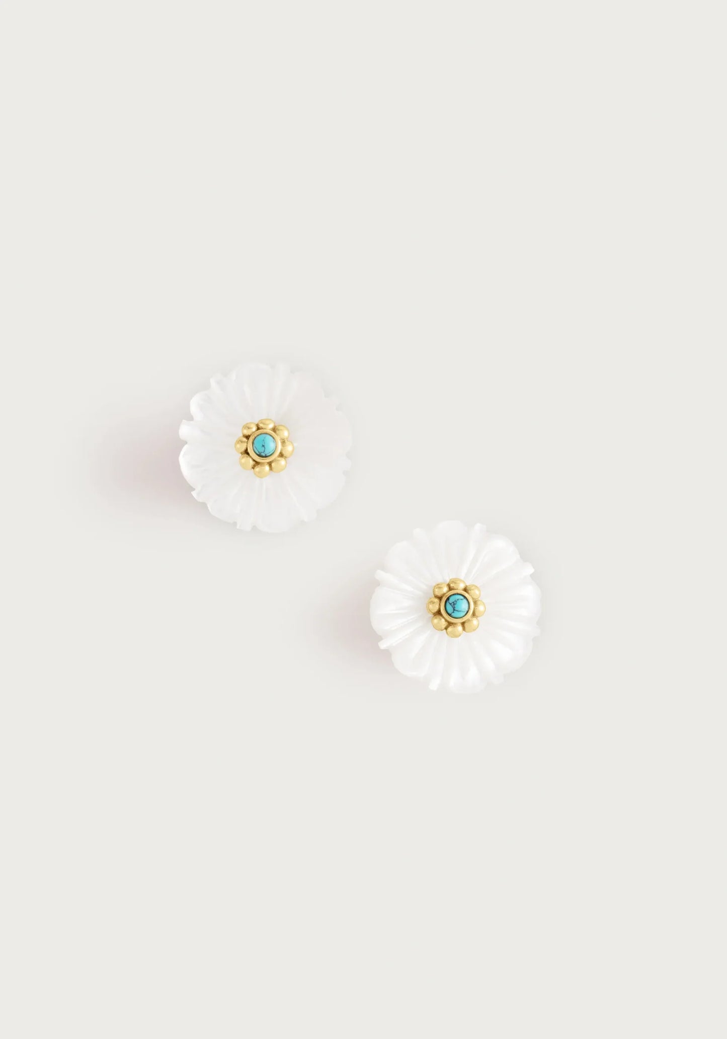Milos Carved Stone Flower Stud Earrings