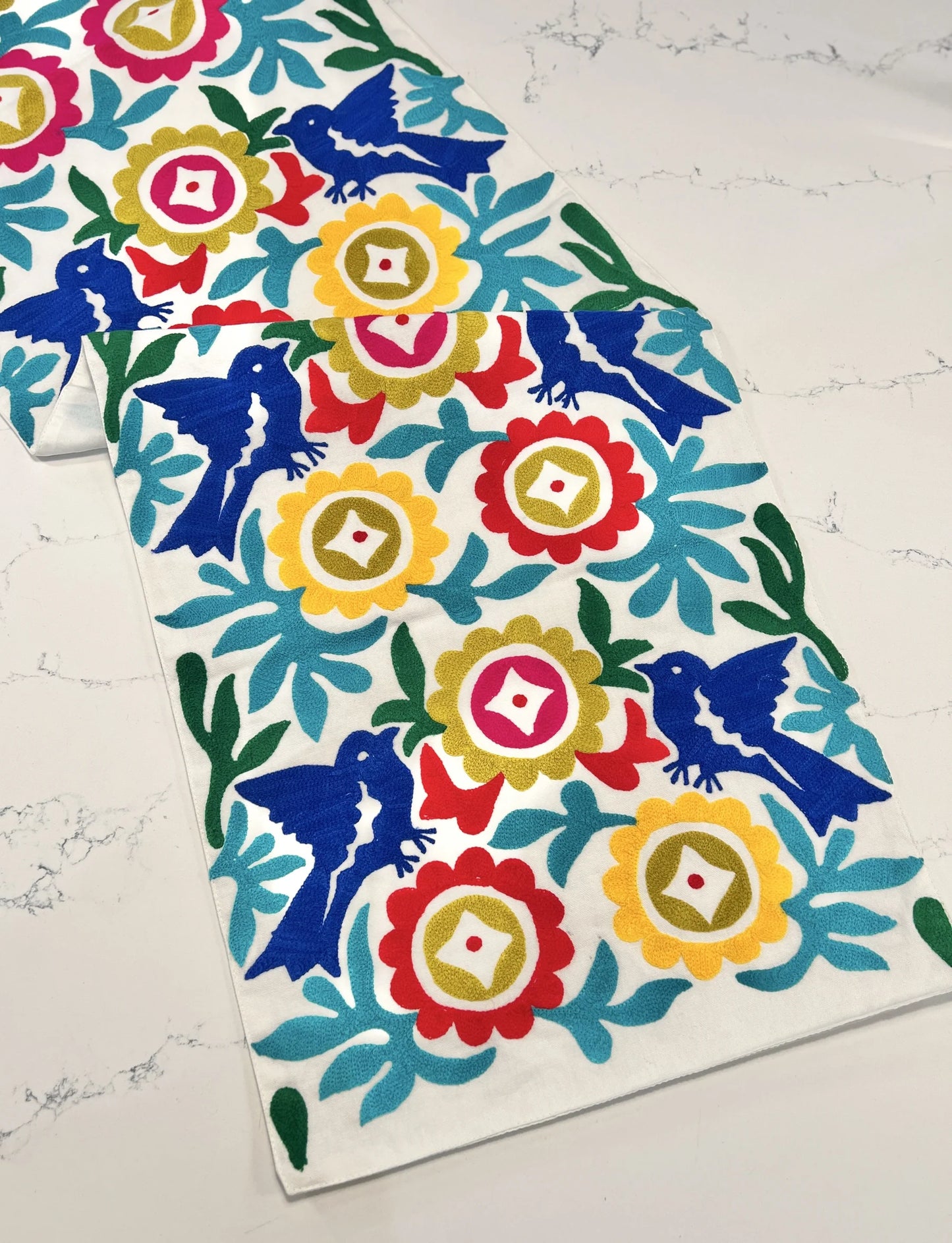 Otomi Bird Embroidered Runner