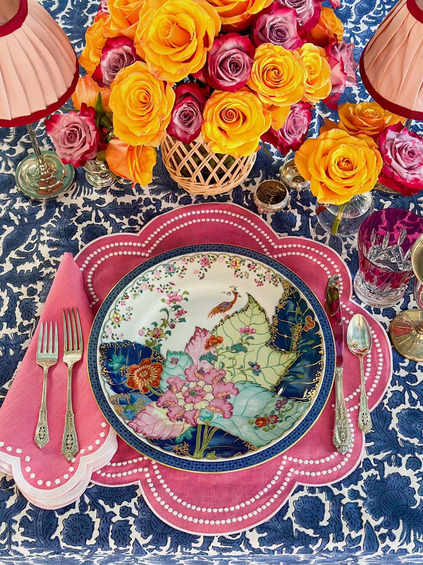Cobalt Blue Bird Tablecloth