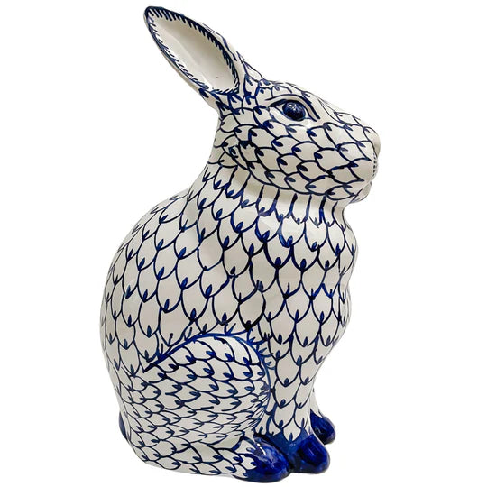 Large Blue and White Porcelain Bunny